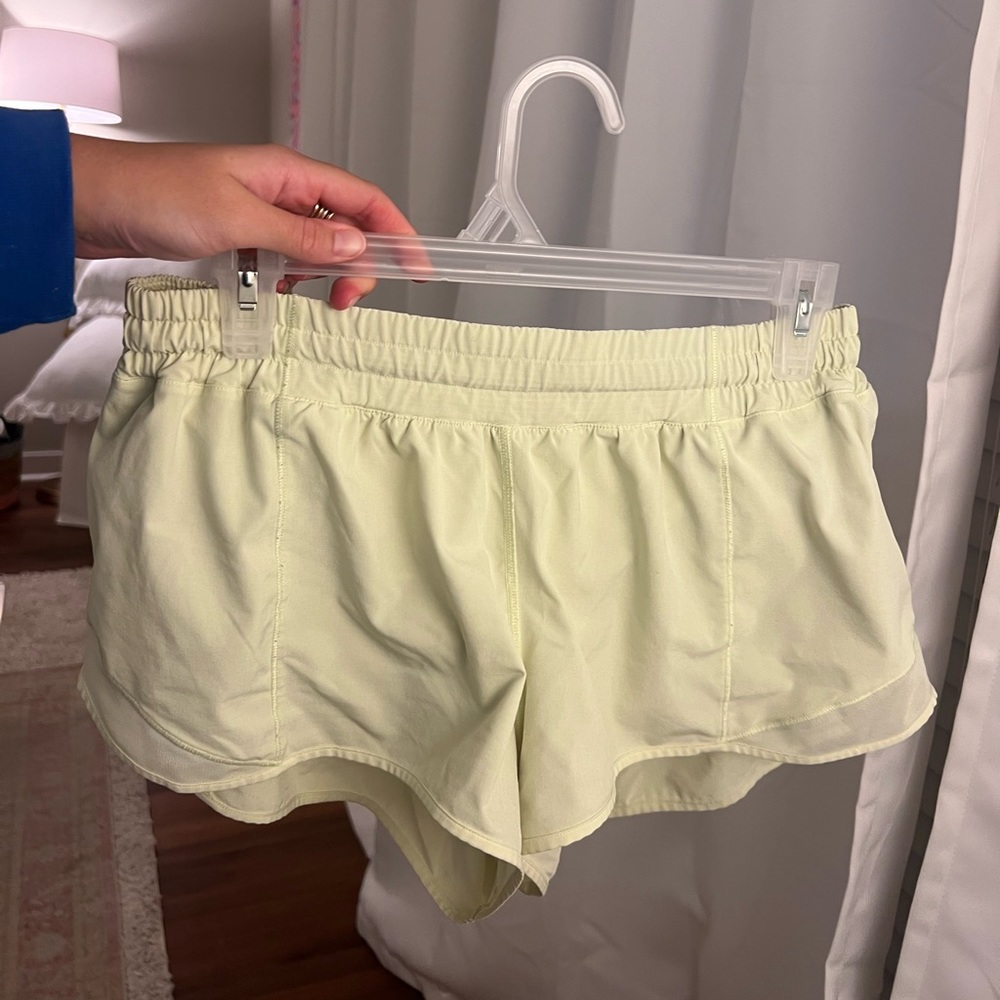 yellow lime green lululemon hotty hot shorts 2.5in